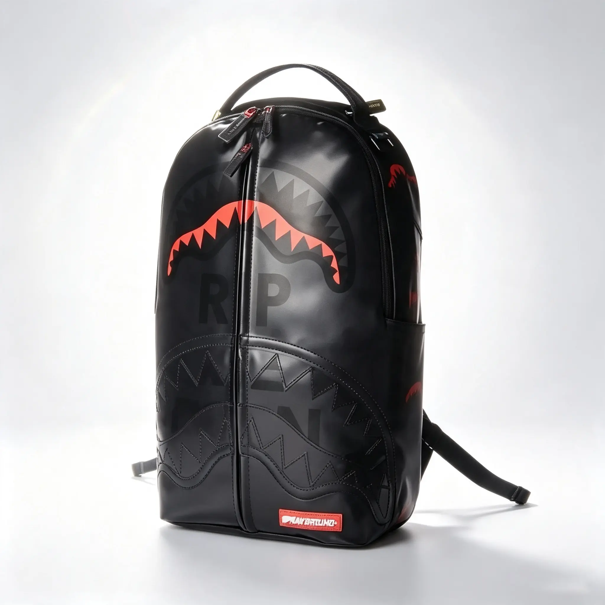Parody Shark Print Transparent Women’s Backpack, Large Capacity Clear Streetwear Daypack, Casual See-Through Travel Bag with Shark Graphic