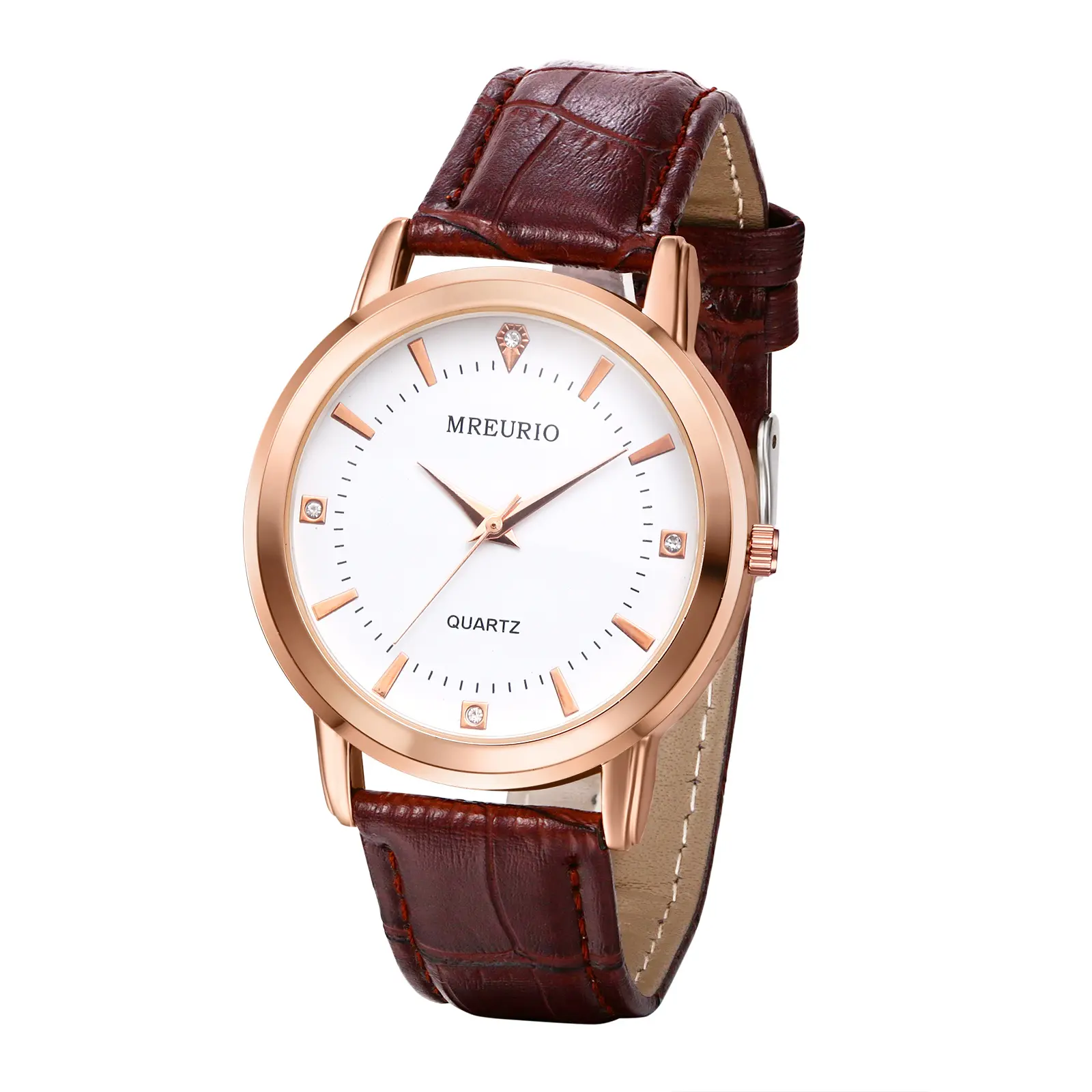 OIDEA His and Hers Couple Watch Set, Round Rhinestone Diamond Bar Dial Leather Quartz Wristwatches summerwins