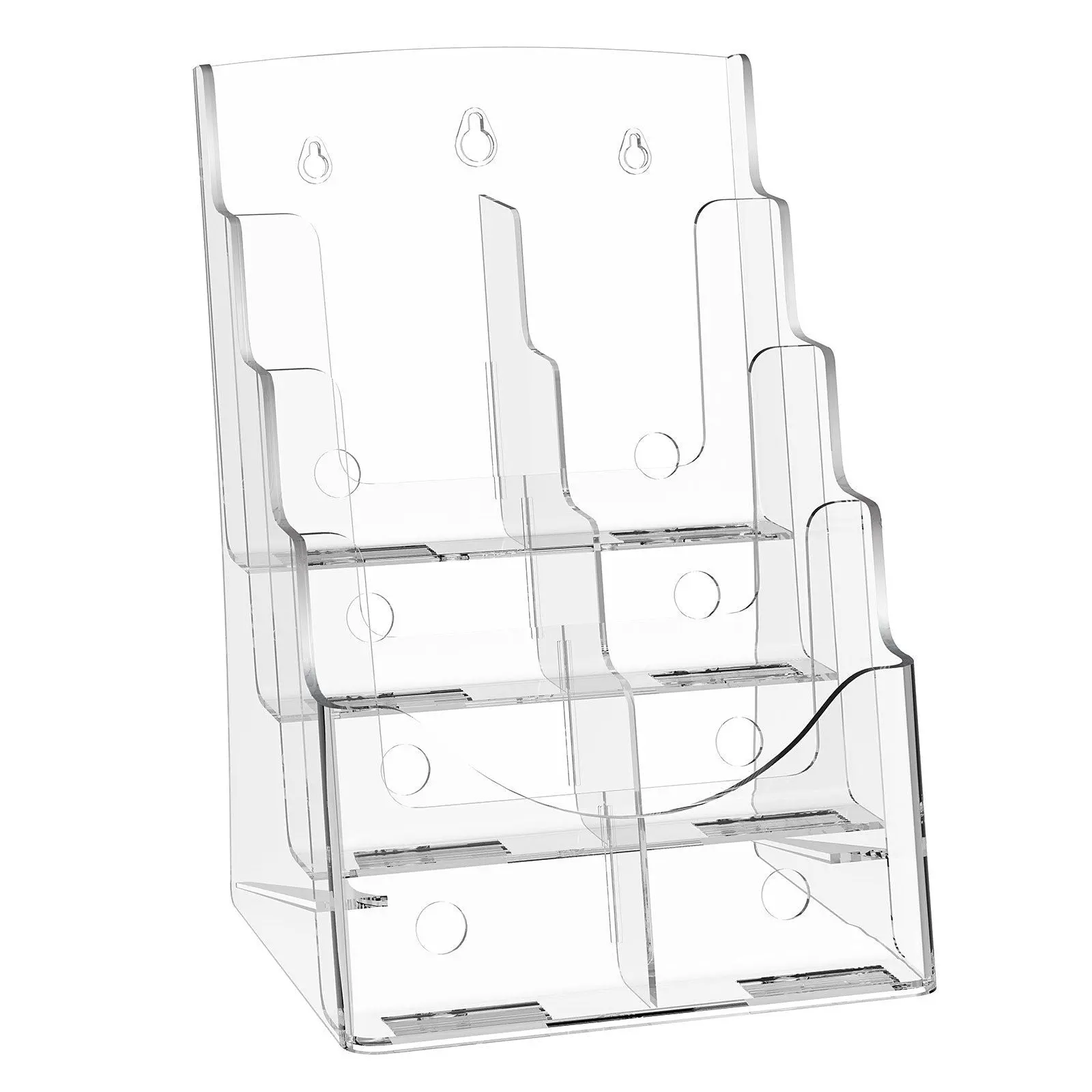 4-Tier Clear Acrylic Literature Display Stand Organizer Flyer Stand & Removable Divider - 8.5 x 11 inch