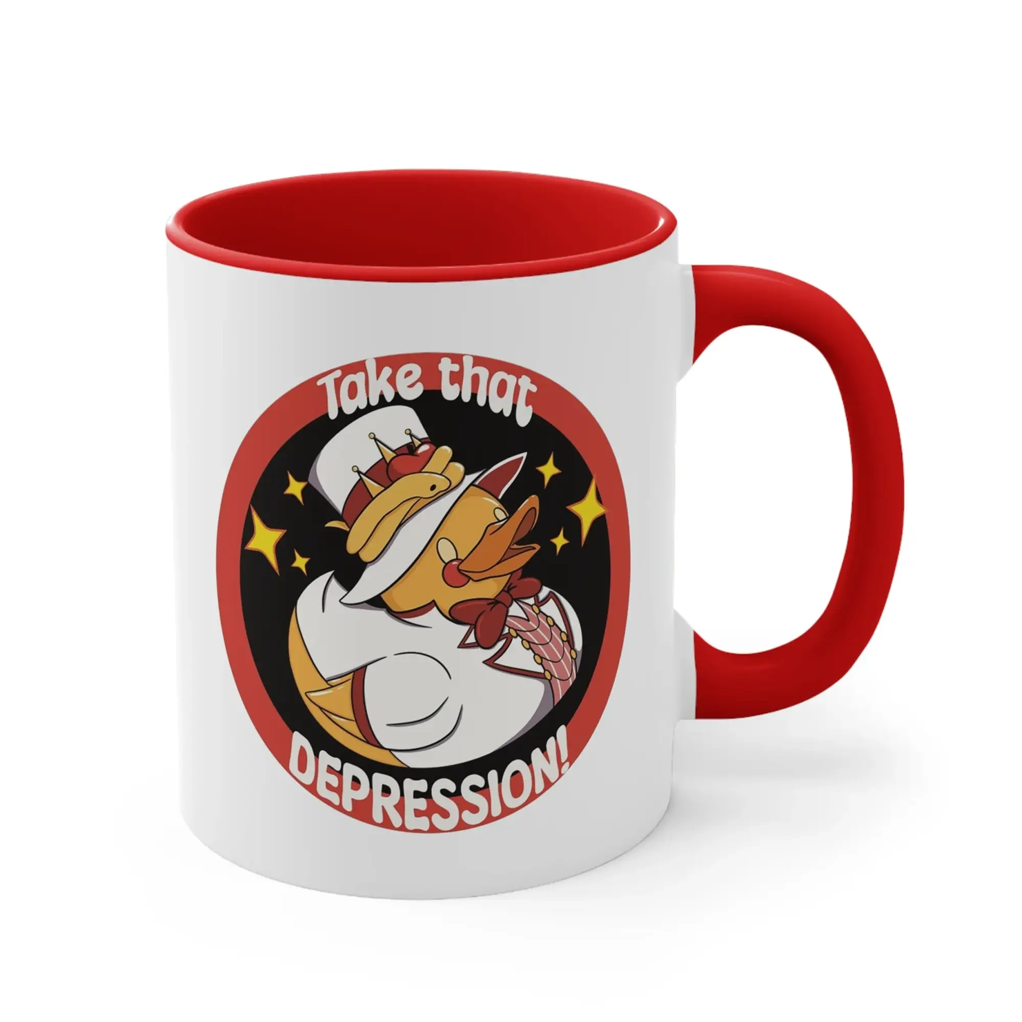 TAKE THAT DEPRESSION inspired Mug, Hazbin Hotel, Lucifer