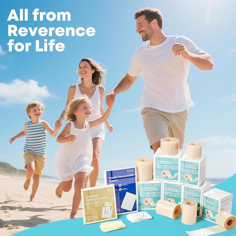 LIFARA Hydrocolloid Roll for Wound Care - Cut-to-Size, Extra Large Hydrocolloid Patch Bandages with Self-Adhesive, Ultra Absorbent, Flexible & Waterproof, First Aid Kit Essential (2in*16ft, 11.8mil/ 0.3mm Thickness))