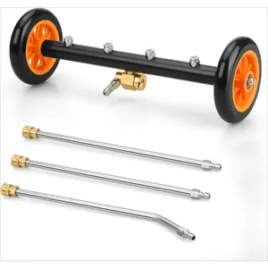 2-in-1 16' Undercarriage Pressure Washer Water Broom, 4000PSI Under Car Pressure Washer Attachment with 3 Pieces Extension Wand & Hub Brusher, Surface Cleaner