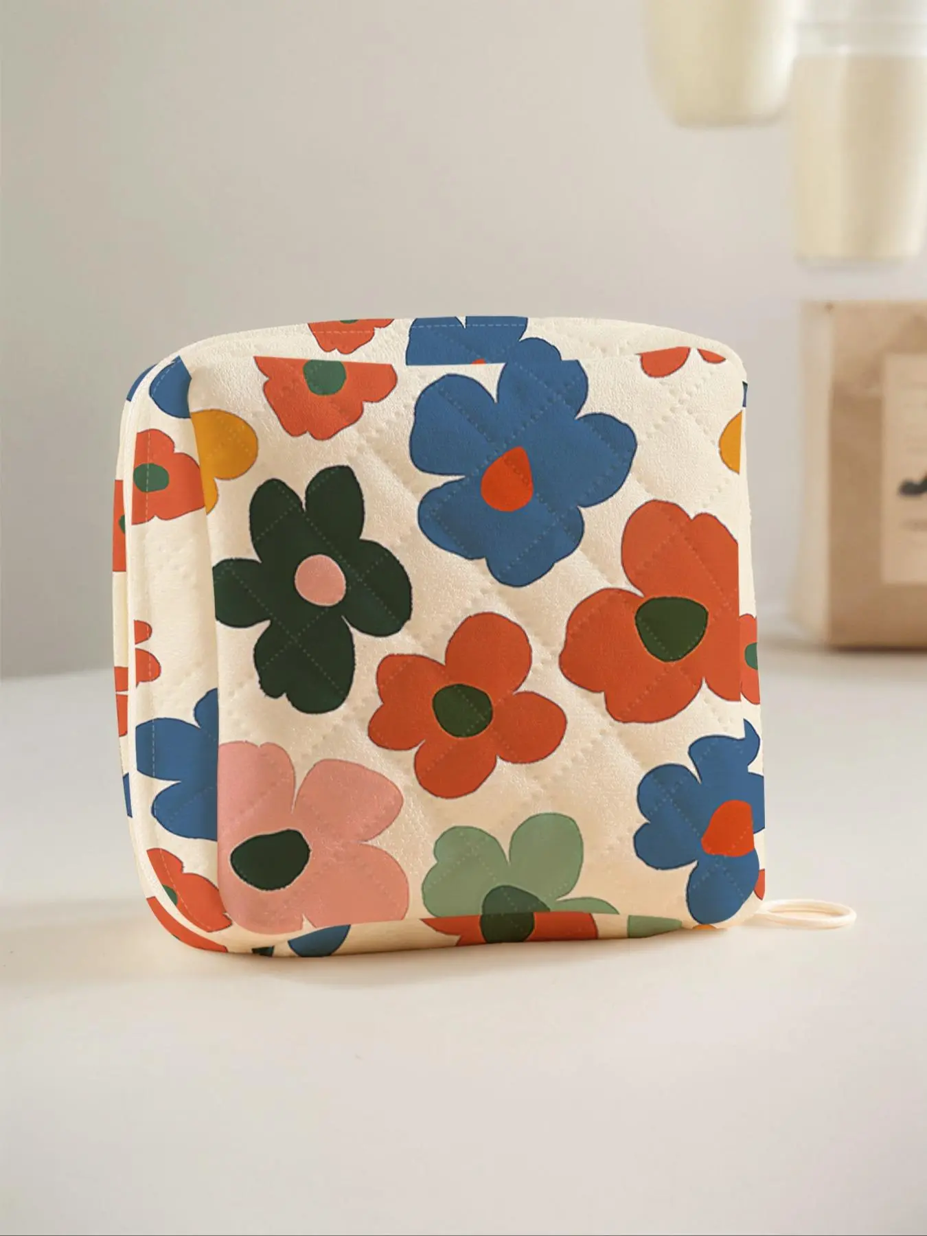 Floral Pattern Sanitary Napkin Storage Bag, Portable Home Use Travel Cosmetics Storage Box, Lightweight Tissue Bag for Women's Products, Tissue Holder