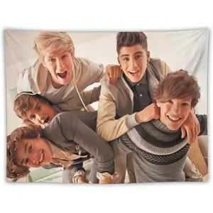 One Pop Music Direction Tapestry Vintage Backdrop for Bedroom Party Wall Hanging Decor Letter Banners