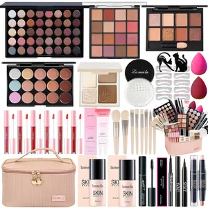 All in One Makeup Kit for Women Full Kit, Make Up Gift Set for Women, Makeup Essential Bundle Includes Foundation Face Primer Eyeshadow Contour Palette Lipstick Eyeliner Mascara Cosmetic Brush Set Concealer Daily Gel Friend
