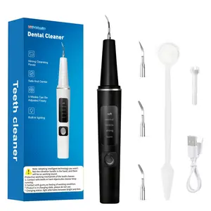 Black Electric Dental Floss With Led Lights In 5-level Mode, 4 Interchangeable Heads For Deep Cleaning, Oral Care, And Fresh Breathing, Rechargeable Teeth Cleaning Kit, C-type Charging, Perfect Holiday Gift