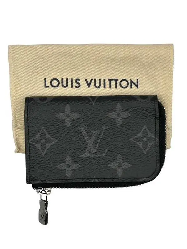 Pre-owned Louis Vuitton Canvas Cardholder Monogram Eclipse Card Holder W/ Dust Bag Coin Pouch Perfect For Daily Use