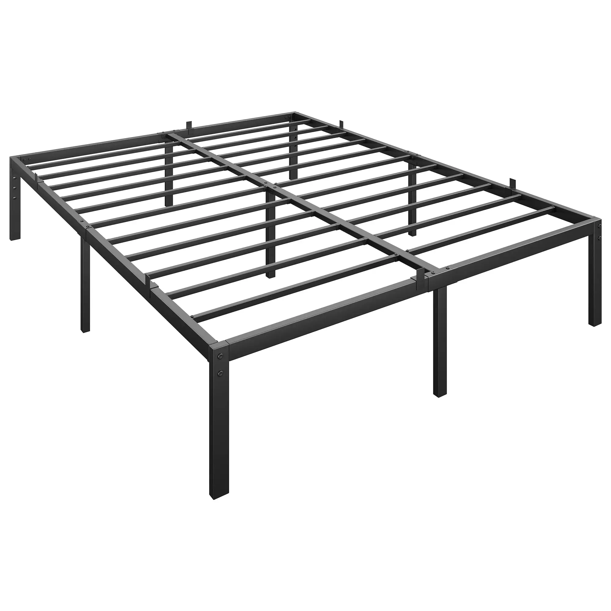 Garvee 14-Inch Queen Floor Metal Bed Frame - Heavy Duty Stable Steel Platform Bed Base with Storage, Noise-Free Slat Support, Headboard-Ready Hole, No Box Spring Needed, Easy Setup & Assembly
