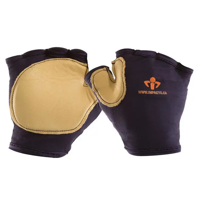 Impacto 50220110030 Medium Navy Work Safety Gloves with Anti-Impact Tool Grip, Contoured VEP Padding, Anti-Vibration Protection, Fingerless Design for Home Improvement & Security Tasks, Fingerless Gloves, Impact Protection