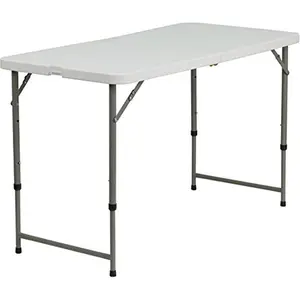 212 MAIN Portable Folding Rectangular Table - 24''W x 48''L, Height-Adjustable Granite White Plastic Indoor Furniture [DAD-YCZ-122Z-2-GG], Portable Folding Table
