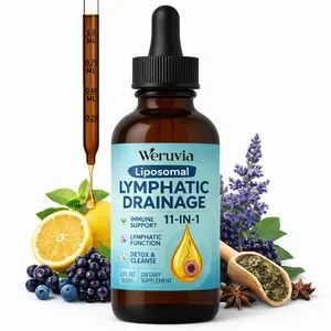 Organic Lymphatic Drainage Supplement – Liposomal 11-in-1 Herbal Blend with Burdock Root, Echinacea, Elderberry, Calendula & Dandelion – 2 fl oz Drops