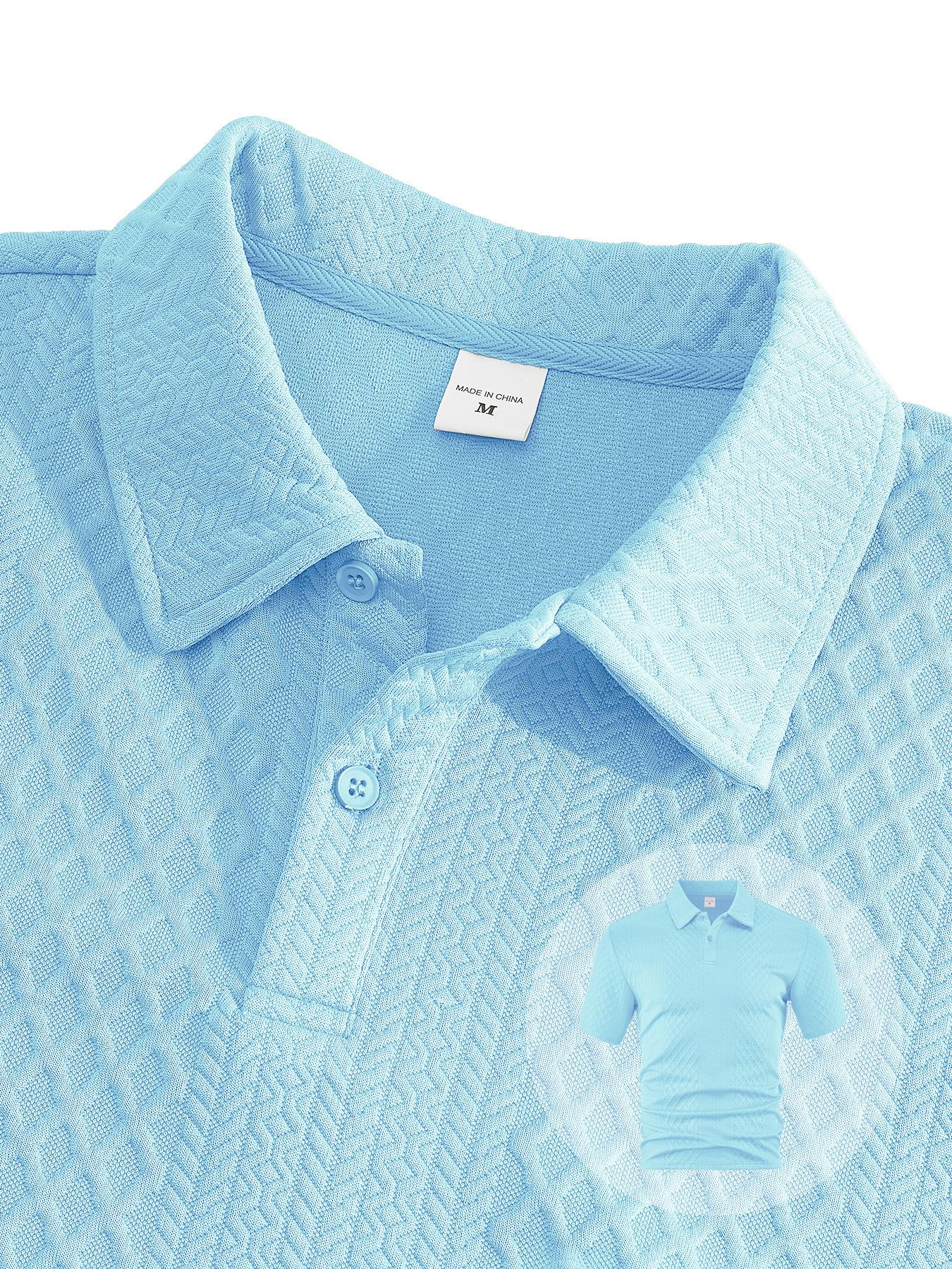 Men’s knit two-piece set: short-sleeve polo shirt and drawstring shorts. Casual summer menswear, available in multiple colors; solid colors are versatile, with a relaxed, comfortable style.