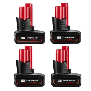4 Pack 6.5Ah 12V Battery Compatible for Milwaukee M12 Battery 48-11-2401 48-11-2412 48-11-2411 48-11-2420 48-11-2410 12Volt Cordless Tools for ΛΛ12 Lithium Battery,TikTokShopBlackFriday