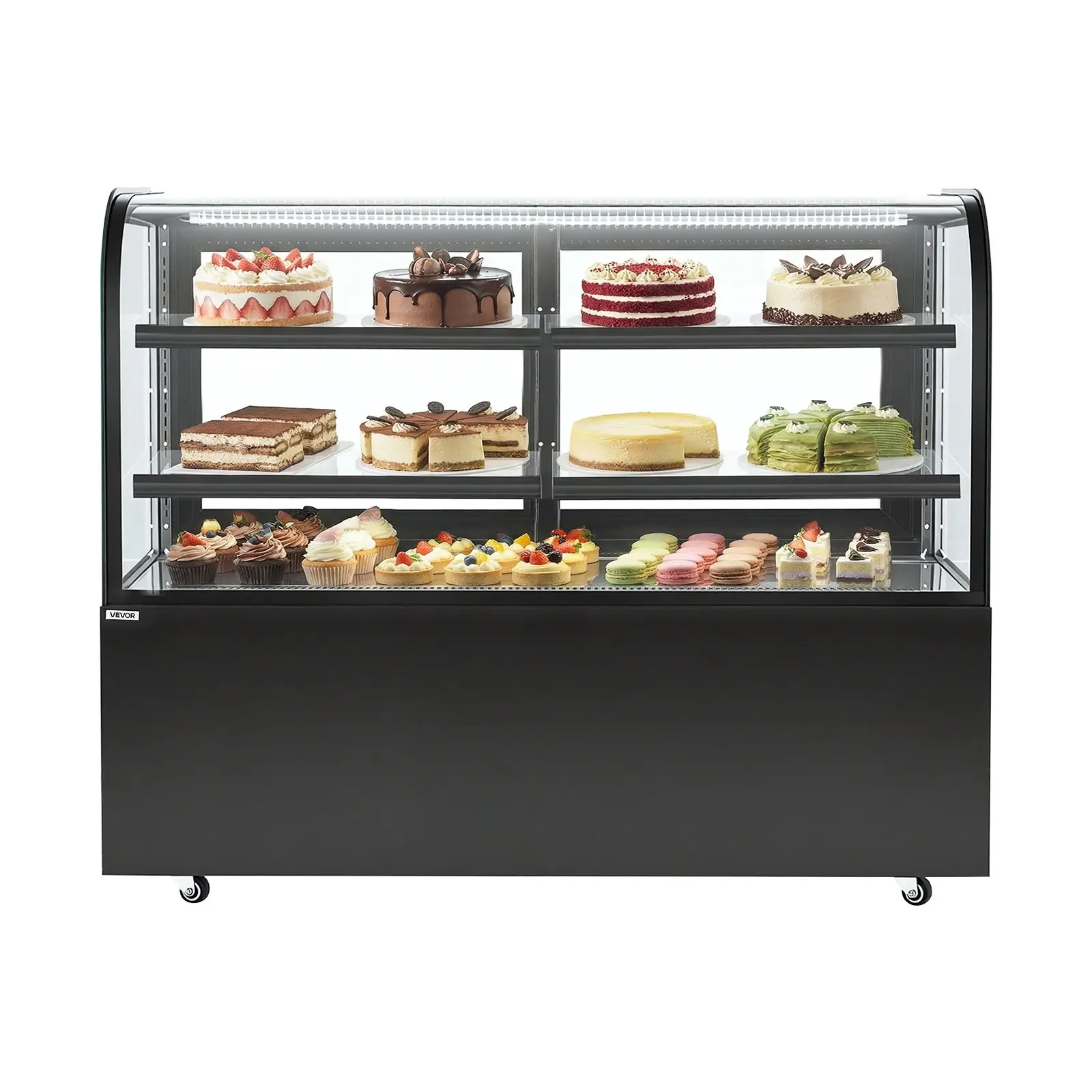 VEVOR Commercial Refrigerated Display Case, 17.6 Cu. Ft/550L Large 2-Tier Pastry Cake Refrigerator with LED Lighting, TURBO Cooling, Auto Defrost Air-Cooling, for Bakery, Dessert Shop