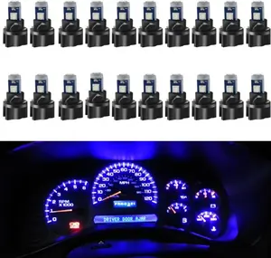 20Pcs Blue T5 LED Dashboard Lights, 3030 3SMD Instrument Cluster Gauge Bulbs with Twist Lock Sockets