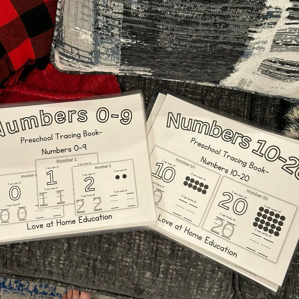 Preschool-2nd Grade Numbers Workbooks - Numbers 0-9, 10-20, and 0-99 - Choose Laminated or Just Paper, Printed on Cardstock, Bound or Loose Leaf