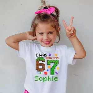 I Was 6 Now 7 Gamer Birthday Shirt, Custom 7th Birthday Gift for Boy Girl, Viral 67 Meme Birthday Tee, Seven Years Old Heart Shirt