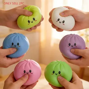 2 Mini Squishy Baozi Toys, Kids Party Gift Set, Includes Steamer, Fun Prank for Office and Home, Stress Relief, Holiday Gifts