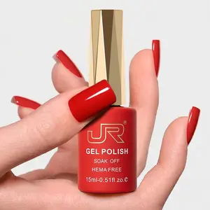 JR Gel Polish 12ml, Cherry Red Color,  Soak Off UV Gel, Long Lasting High Shine Finish