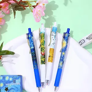 Van Gogh Starry Night Pattern Ballpoint Pen, 4/8 Counts 0.5mm Fine Tip Pen, Smooth Writing Pen for Office Diaries & School Supplies