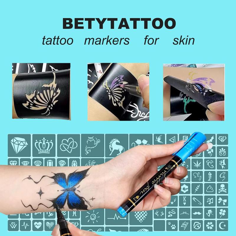 Temporary Tattoo Markers 10 Body Markers, Butterfly Temporary Tattoos for Women Girls Kids, Fake Colorful Butterflies Tattoo Waterproof for Face Body Arm Birthday Party (BETY3)