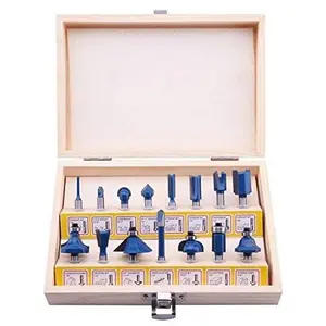 LU&MN Carbide Tipped Router Bits (15 PCS) with 1/4" Shank, Wood Milling Saw Cutter , All Purpose (Woodworking Tools for Home Improvement and DIY) Cutting Blades