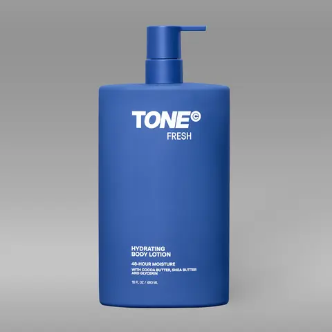 TONE Male Hydrating Daily Body Lotion - Cocoa Shea Blend Buttery Formula, Fast-Absorbent Non-Greasy Scented, 48-Hour Moisture, 16 fl oz (480 ml) Men's Skin Product, Buttery Body Lotions & Creams, Boyfriend Gift