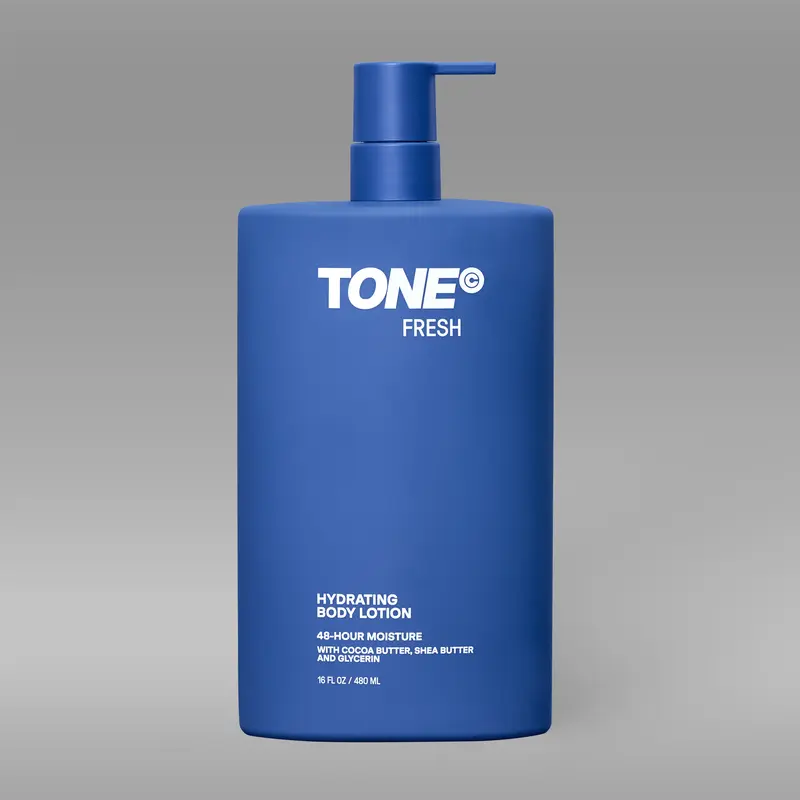 TONE Male Hydrating Daily Body Lotion - Cocoa Shea Blend Buttery Formula, Fast-Absorbent Non-Greasy Scented, 48-Hour Moisture, 16 fl oz (480 ml) Men's Skin Product, Buttery Body Lotions & Creams, Boyfriend Gift