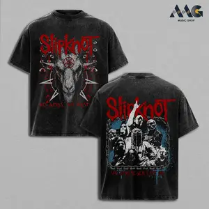 Slipknot No Gods No Masters Goat Head, Baphomet Satanic Mask Members Streetwear Heavy Cotton Top, Nu Metal Rock Band Concert Merch, Oversized Graphic Tee Men, Y2k Casual Fashion Apparel, Heavyweight Short Sleeve Top, Graphic Tee Unisex Heavyweight