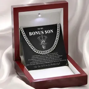 To My Bonus Son Necklace Chain, Stepson Gift Necklace, Bonus Son Gift, Bonus Son Necklace From Stepmom And Stepdad, Christmas Graduation Birthday Gift For Stepson.(316L stainless steel).