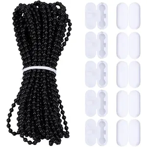 4.5mm Black Plastic Curtain Chain Beads 10M/10.94 Yards Blind Bead Connector Small Roller Pull Cord Extension Accessories for Replacement Repair of Curtains Roller Blind Shades