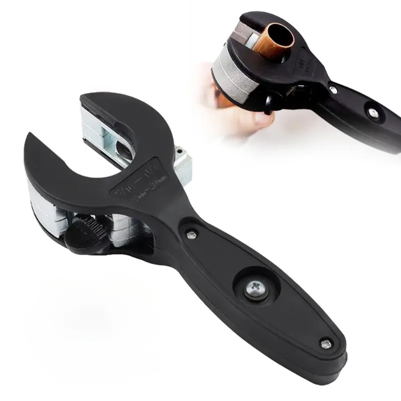 Ratcheting Tubing Cutter 1/4" to 7/8" - 2-in-1 Compact PVC Pipe Cutter for Close Quarters, Cuts Plastic Pipes, PPR, Hoses | Ratcheting Design for Effortless DIY & Plumbing