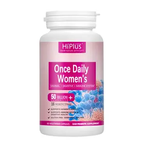HiPlus Women’s Probiotics – Daily Supplement with 50 Billion CFU, 16 Strains & Organic Prebiotics – Supports Digestive, Vaginal & Immune Health – Dairy-Free – 60 Gummies