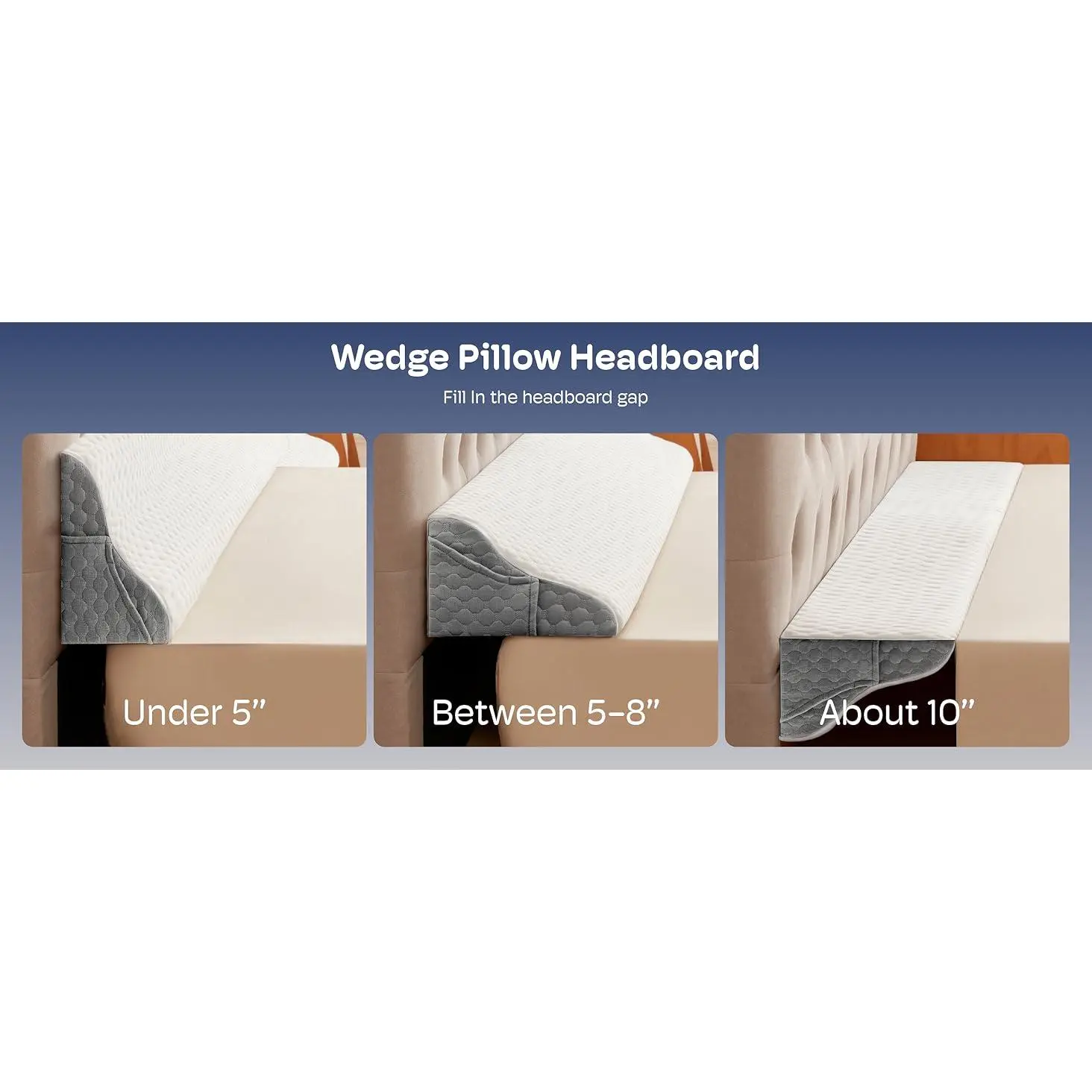 Full Size Wedge Pillow Headboard for Bed Gap Filler, Bed Wedge Pillow for Headboard Gap (0-8") Ergonomic Mattress Wedge Gap Filler for Stop Pillows, Phones & Items Falling Down(54"X10"X6") Full Size Wedge Pillow Headboard for Bed Gap Filler, Bed Wedge Pillow for Headboard Gap (0-8") Ergonomic Mattress Wedge Gap Filler for Stop Pillows, Phones & Items Falling Down(54"X10"X6")