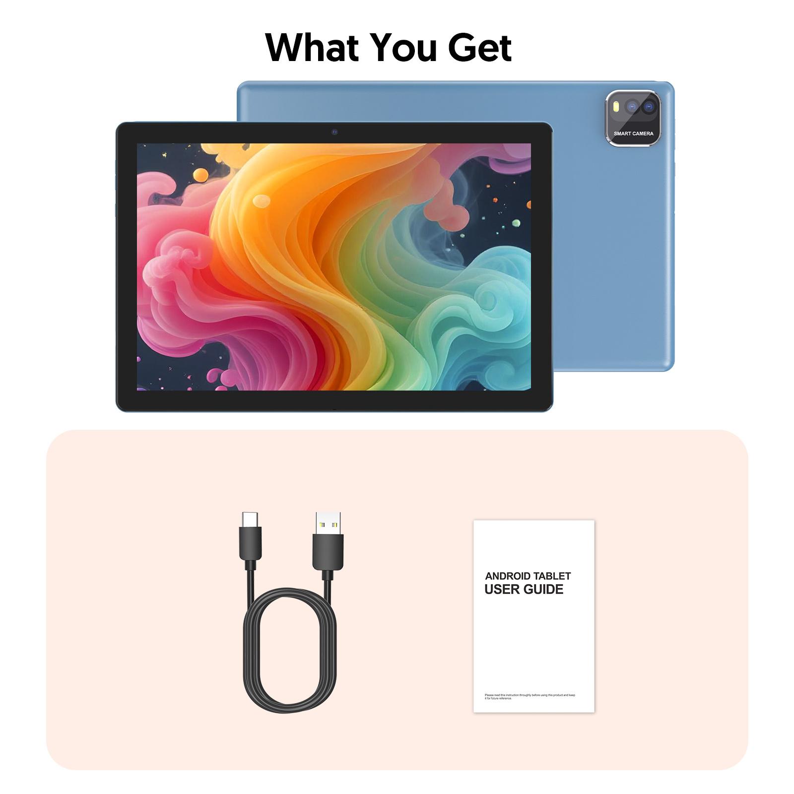 10-Inch Android Tablet Featuring The Latest Android 15, Equipped with 3GB of RAM And 64GB of Storage. This Wi-Fi Tablet Includes a 2MP Front Camera And an 8MP Rear Camera and 6000mAH Battery