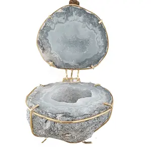 Natural Agate Geode Jewelry Box—Celestial Elegance