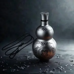 1 Piece 17oz/500ml 316 Stainless Steel Gourd Insulated Bottled Tumbler Sports Travel Drinkware Perfect for Gym & Outdoor Stylish Portable Shape Great for Holiday Shopping Flasks for Fatherdaygift Mug Grey Leak-Proof Cap BPA Free Retro Aesthetic