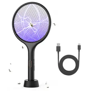 ZEEGY Electric Fly Swatter Bug Zapper Mosquito Killer - ZEEGY 4000V USB Rechargeable Racket with 1500mAh Battery, Purple Attraction Light, Safe Indoor Pest Control Tool for Home, Kitchen, Patio and Camping