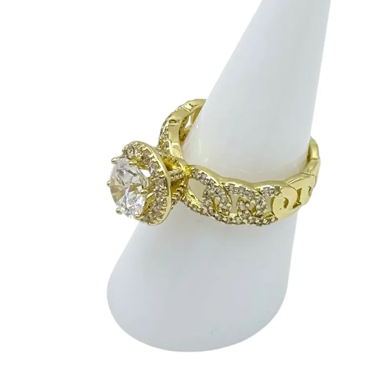 #1633 Princess Ring - 14k Real High-Quality Gold Luxe Jewelry Set with Dainty Bracelets, Daily Jewelry for Women
