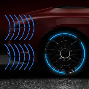 12pcs Reflective Car Wheel Stickers for Night Safety, Waterproof Vinyl High-Reflective Tire Rim Decals, Self-Adhesive and Easy to Use, Car Accessories