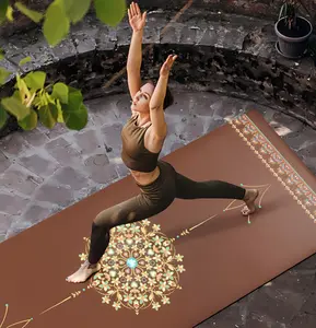 Boho Mandala Yoga Mat 24” x 70” – Non-Slip Microfiber Suede Meditation Mat, Lightweight 3mm Exercise Mat with Carry Strap for Home Workout & Fitness