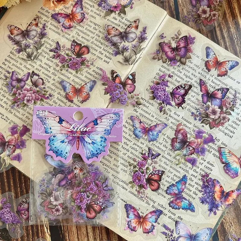 Butterfly Pattern Sticker, 30pcs/pack Scrapbooking & Journal Making Material Paper, DIY Decorative Sticker For Stationery Computer Water Bottle