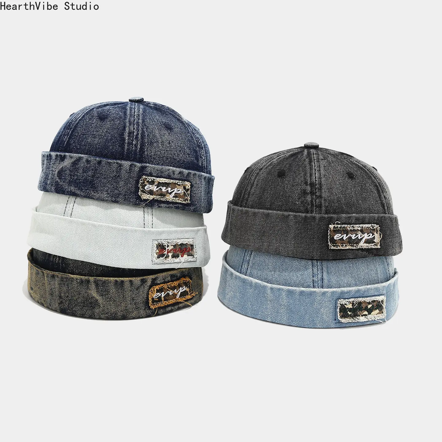 2026 Denim Docker Hat Fashion Brimless Beanie Hat Retro Worker Skull Cap Rolled Cuff Sailor Cap Hip Hop Dancing Watch Cap Baseball Cap Adjustable Fitted Snapback Hats,summerwins