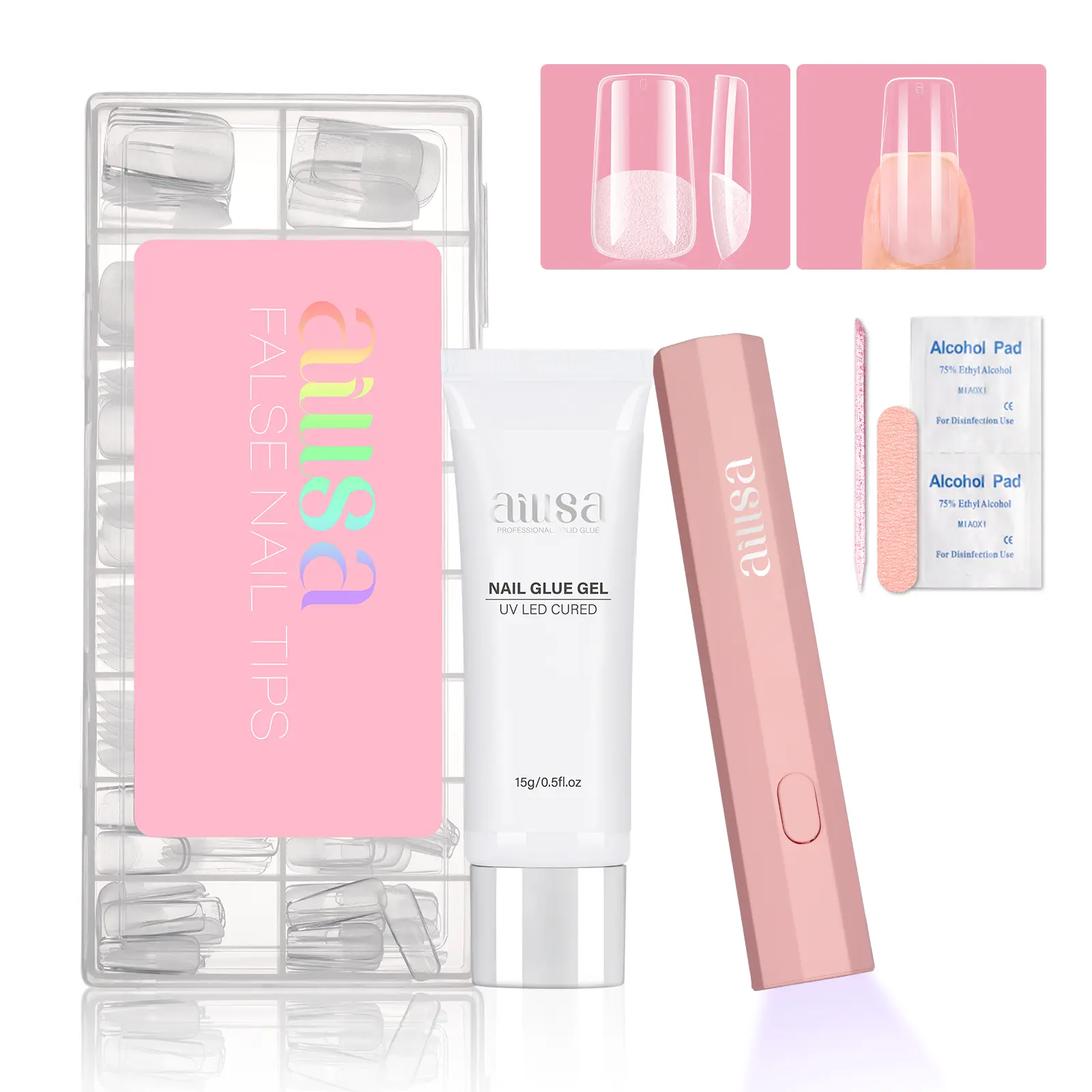 Matte Grip Fit-M Square-120pcs (Pink UV Light)