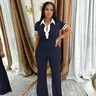 USBOUTIQUE CHIC Women's 2026 Spring Two Piece Set Stretchy Fitted Top & Comfortable Pants Casual Outfit Curvy-Friendly Design