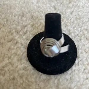 Wire ring flat aluminum twist with coil wire. Edgy fashionable statement ring handmade street ware gift