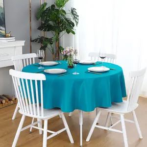 Teal Round Tablecloth Waterproof Heavy Duty Wrinkle Free Polyester Fabric Table Cloth, Spillproof Washable Table Cover for Party, Camping, Picnic, Banquet Indoor and Outdoor