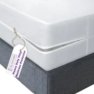 Plastic Mattress Protector Zippered Cal ,  Vinyl Mattress Cover, Heavy Duty Noiseless Mattress Encasement by Blissford