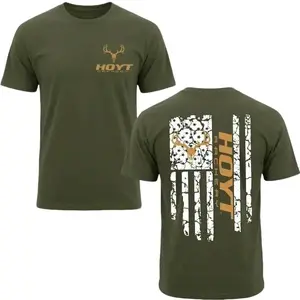 HOYT Archery Team Shirt Military Green, Deer Buck Hunting Shirt for Men, Bowhunter Outdoor Pullover, Archery Lover Gift, Fall Winter Hunting Apparel - KitchenEra