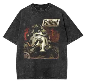 Vintage Fallout Merch Men's Unisex Game Shirt, Fallout Fan Gift, gamer gift Menswear Collar Cotton Fabric Streetwear Tshirt Top